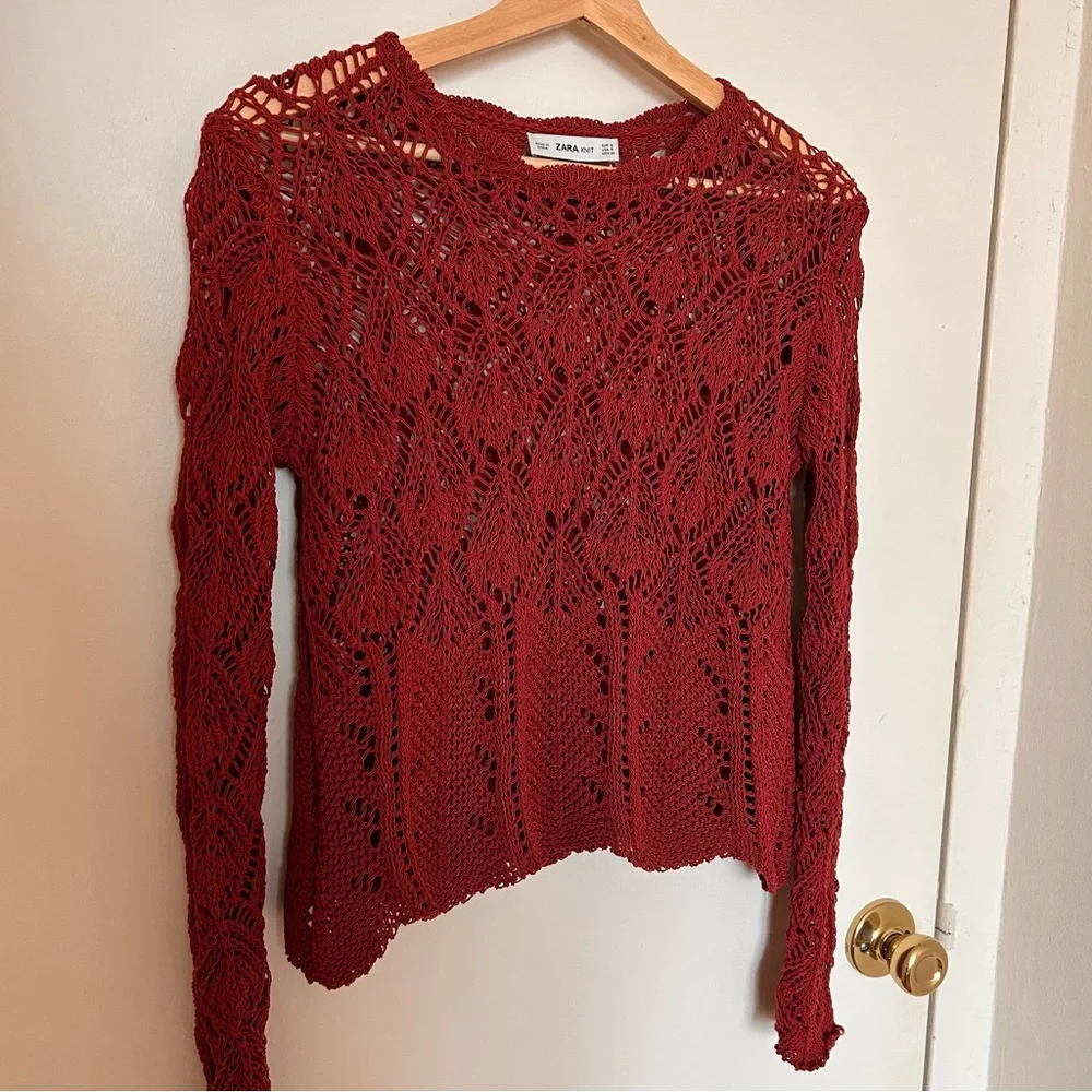 Zara Open Knit Long Sleeve Sweater